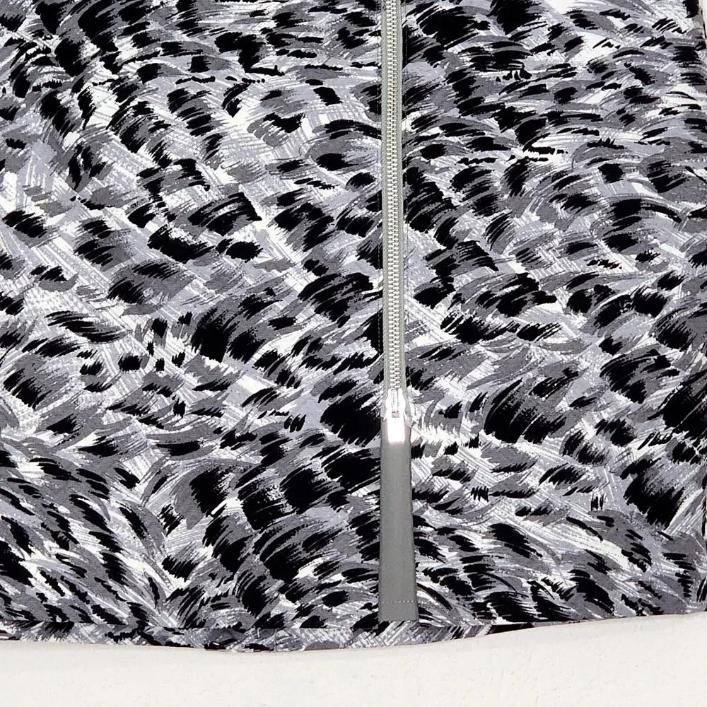 Talbots Gray Black Straight Skirt NWT $119 Animal Print 2-Way Front Zip